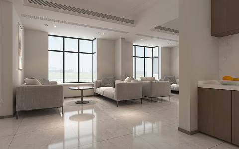 Modern reception area changed to simple 3d model