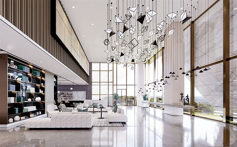 Modern Hall Hotel Lobby 3d model