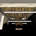 Traditional Chinese Cultural Center Interior Design With Ceiling Frames And Lighting