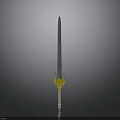 Silver Metallic Sword With Yellow Decorative Hilt And Sharp Blade