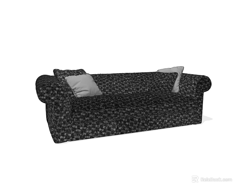 Patterned Multi Person Sofa With Decorative Pillows For Living Room 3d model