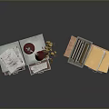 Organized Office Storage With White Filing Cabinets Red Desk Lamp Multi Tiered Bookshelf And Binders