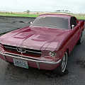 Burgundy Ford Mustang Parked On Asphalt Road