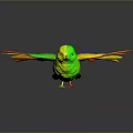Vibrant Green And Orange Hummingbird With Spread Wings In Flight On Dark Background