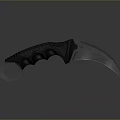 Tactical Karambit Knife With Black Textured Handle Curved Blade Finger Ring And Modern Design