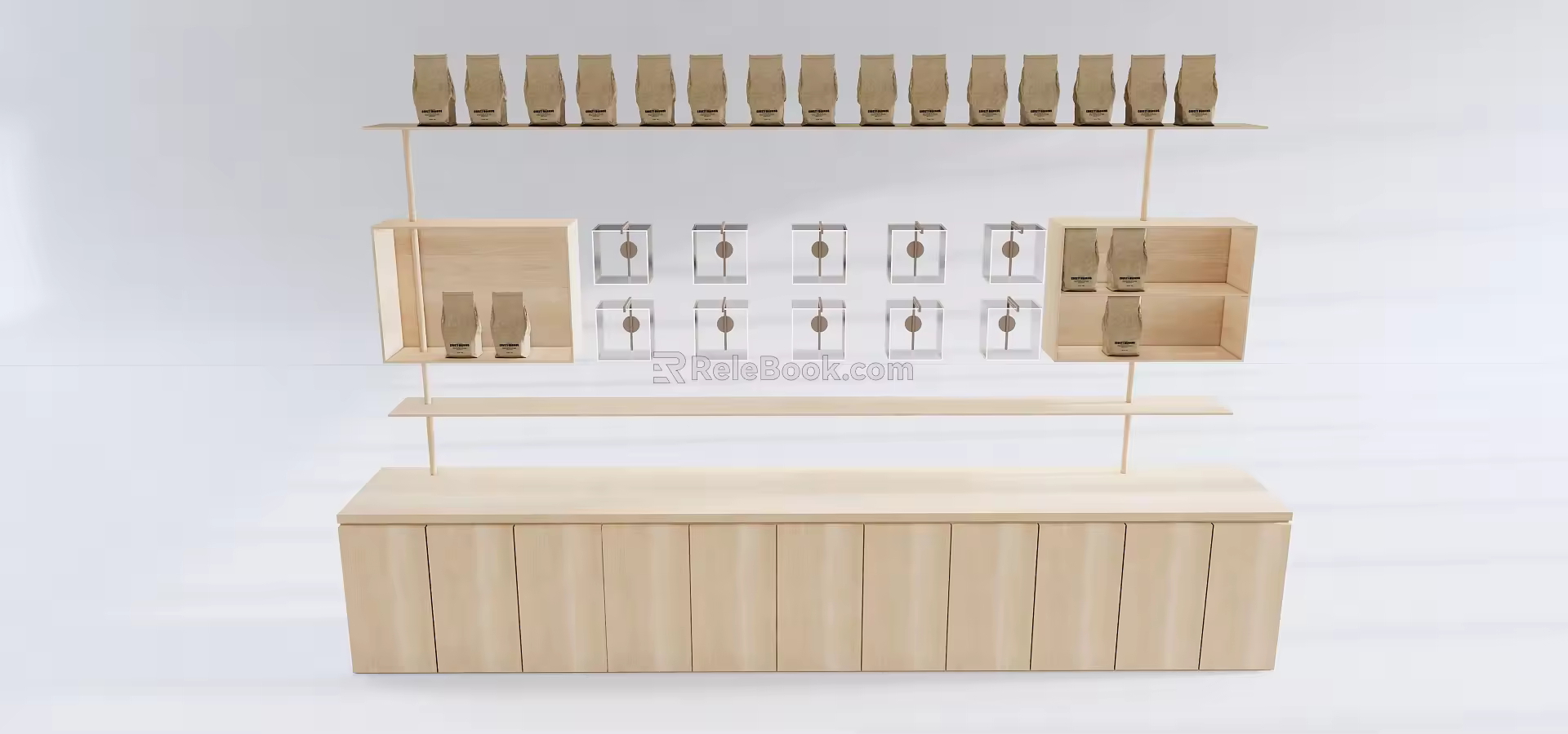 Coffee Shop Shelf Coffee Shop Baking Shop Cake Shop Display Rack 3d model