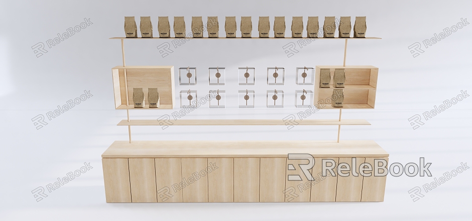 Coffee Shop Shelf Coffee Shop Baking Shop Cake Shop Display Rack model