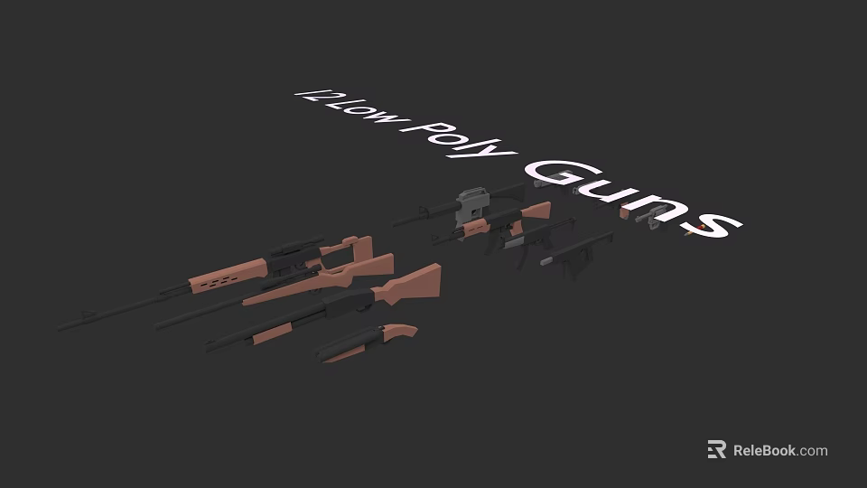 Low Poly 3D Guns Collection With Stylized Design And Detailed Features 3d model
