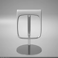 Modern White Bar Stool With Sleek Metal Frame And Round Base Design 3d model