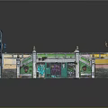 Concrete Stairs With Green Door And Graffiti On Both Side Walls