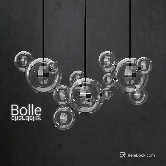 Modern Bubble Chandelier With Transparent Glass Balls Hanging In Contemporary Spaces 3d model 