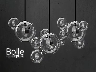 Modern Bubble Chandelier With Transparent Glass Balls Hanging In Contemporary Spaces 3d model