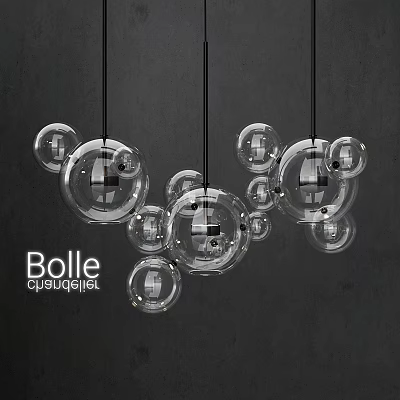 Modern Bubble Chandelier With Transparent Glass Balls Hanging In Contemporary Spaces 3d model