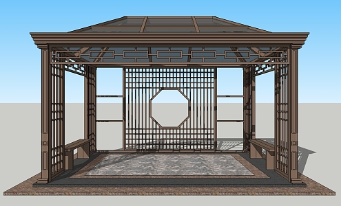 New Chinese Pavilion Sunshine Shed Landscape Pavilion Leisure Space 3d model