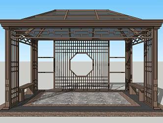 New Chinese Pavilion Sunshine Shed Landscape Pavilion Leisure Space 3d model