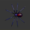 Shiny Spider With Blue Legs And Red Blue Body On Grey Reflective Background