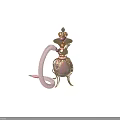 Elegant Pink Decorative Ornaments Set With Gold Accents Crown Top And Long Pipe Design