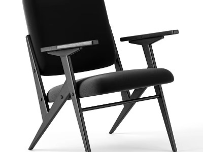 Stylish Black Modern Accent Chair With Wooden Frame Armrests And Upholstered Seat 3d model