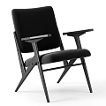 Stylish Black Modern Accent Chair With Wooden Frame Armrests And Upholstered Seat