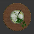 Refreshing Silver Can Drink With Ice Cubes Mint Leaves And Straw On Brown Tray