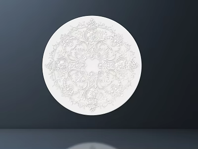Intricate Carved Design On White Circular Decorative Plate With Ornate Floral Patterns 3d model