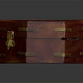 Vintage Red Wooden Clothing Storage Box With Gold Anchor And Metal Accents