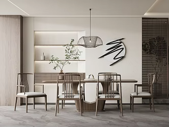 New Chinese Restaurant Dining Table and Chair 3d model