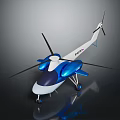 Modern Helicopter In Blue And White With Sleek Body And Rotors