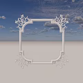 Detailed White Square Frame Sculpture Carving With Intricate Floral Patterns Decorative Art Piece