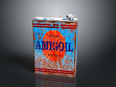 Rusty Vintage AMI-OIL Oil Can With Great Logo And Distressed Finish 3d model