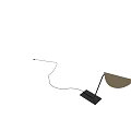 Modern Table Lamp With Black Curved Arm Golden Curved Shade And Square Base