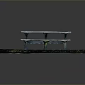 Wooden Picnic Table With Benches On Concrete Base And Grass Area