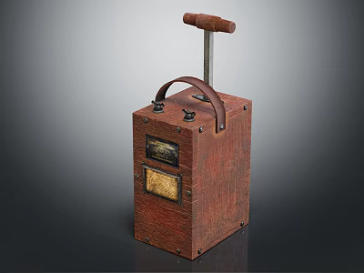 Vintage Brown Suitcase Style Radio Device With Leather Handle And Dials 3d model