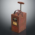 Vintage Brown Suitcase Style Radio Device With Leather Handle And Dials