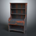 Vintage Rustic Shelf Cabinet With Weathered Finish Multiple Shelves And Drawer Storage
