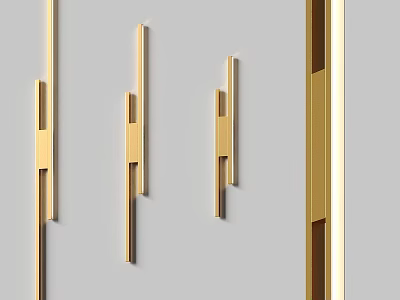 Modern Elegant Gold Wall Lamps Featuring Vertical Line Design And Sleek Finish 3d model