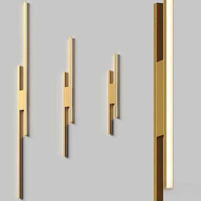 Modern Elegant Gold Wall Lamps Featuring Vertical Line Design And Sleek Finish 3d model