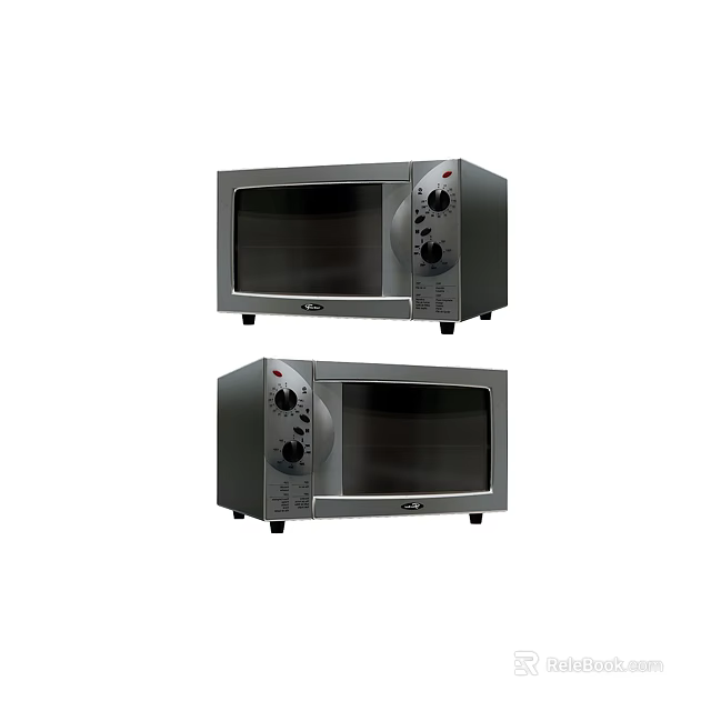 Two Modern Countertop Microwave Ovens With Stainless Steel Body And Control Knobs For Kitchen 3d model 