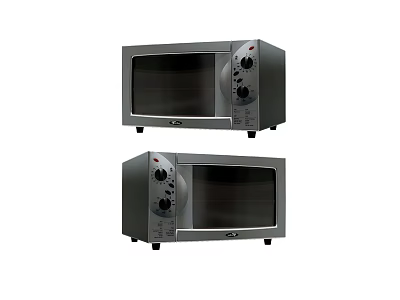 Two Modern Countertop Microwave Ovens With Stainless Steel Body And Control Knobs For Kitchen 3d model
