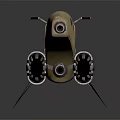Yellow Futuristic Motorcycle with Large Thrusters Metal Supports and Mechanical Details