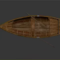 Traditional Wooden Rowing Boat as Water Transport with Oars and Seats