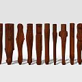 Decorative Wooden Columns with Intricate Carved Patterns and Various Designs