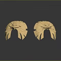 Two Shiny Golden Eagle Head Sculptures With Detailed Feather Design