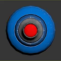 Metallic Shiny Blue Weapon With Orange Stripes Silver End And Red Section