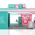 Nova Trendy Toys Store Photo Check-in Spot With Pink Green Decorations And Balloons