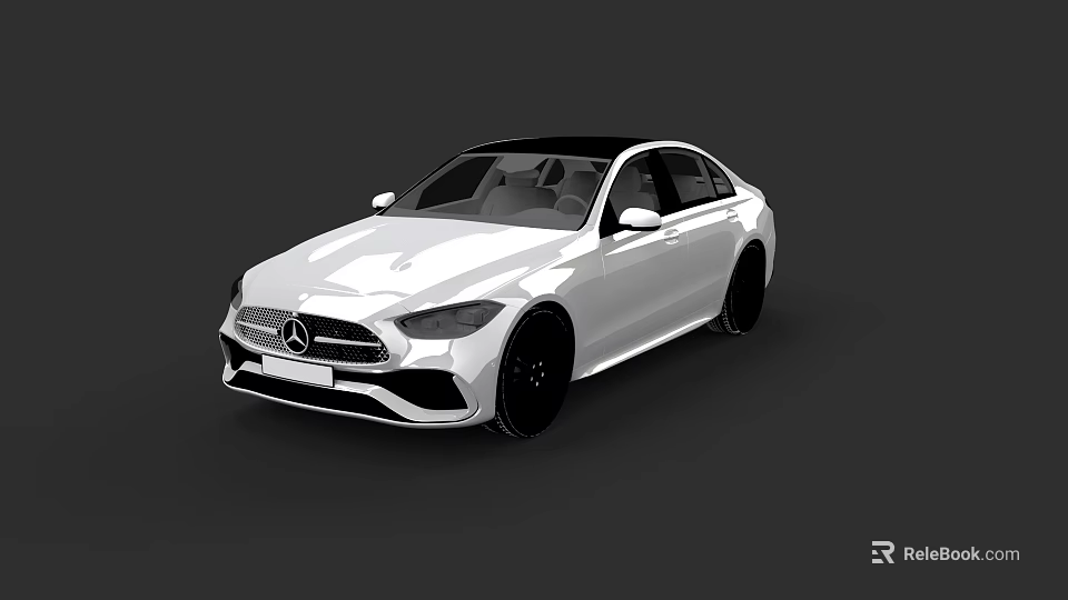 White Mercedes Luxury Sedan With Black Roof And Modern Sleek Exterior Design 3d model 
