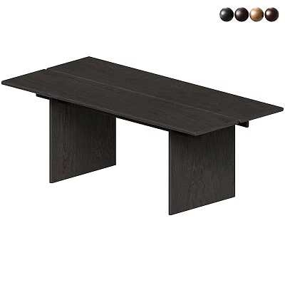 Dark Wood Dining Table With Simple Modern Design And Wide Sturdy Legs 3d model