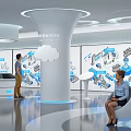 Cultural Center Smart Building Experience Zone Featuring Exhibition Walls Architectural Diagrams And Interactive Displays