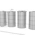 Industrial Factory Facility Featuring Cylindrical Storage Tanks With Size Details