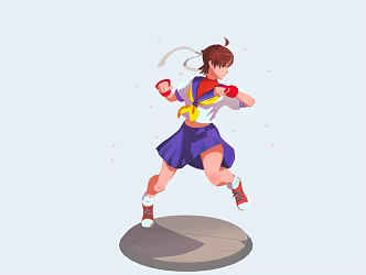 Modern Anime Character Cherry Blossom Spring Hino Street Fighter 3d model